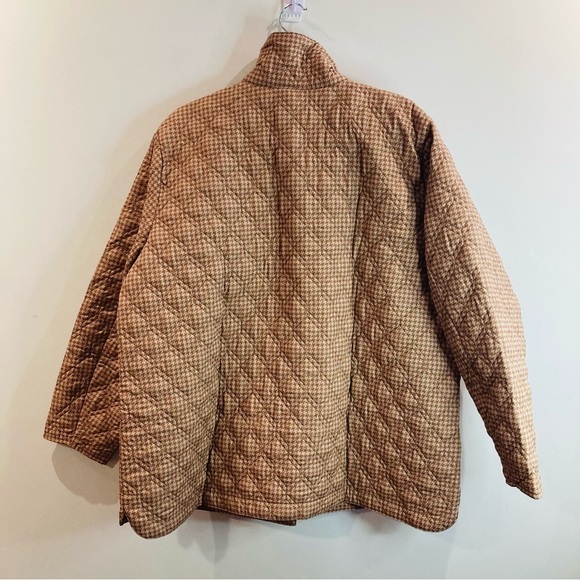 LAND’S END SZ 1X  (16-18) Houndstooth Quilted Funnel Collar Packable Jacket Coat - Picture 7 of 16